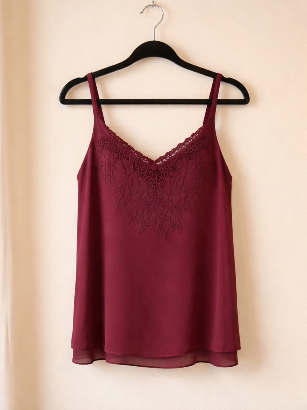 torrid Wine Lace-Trim Satin Cami Top